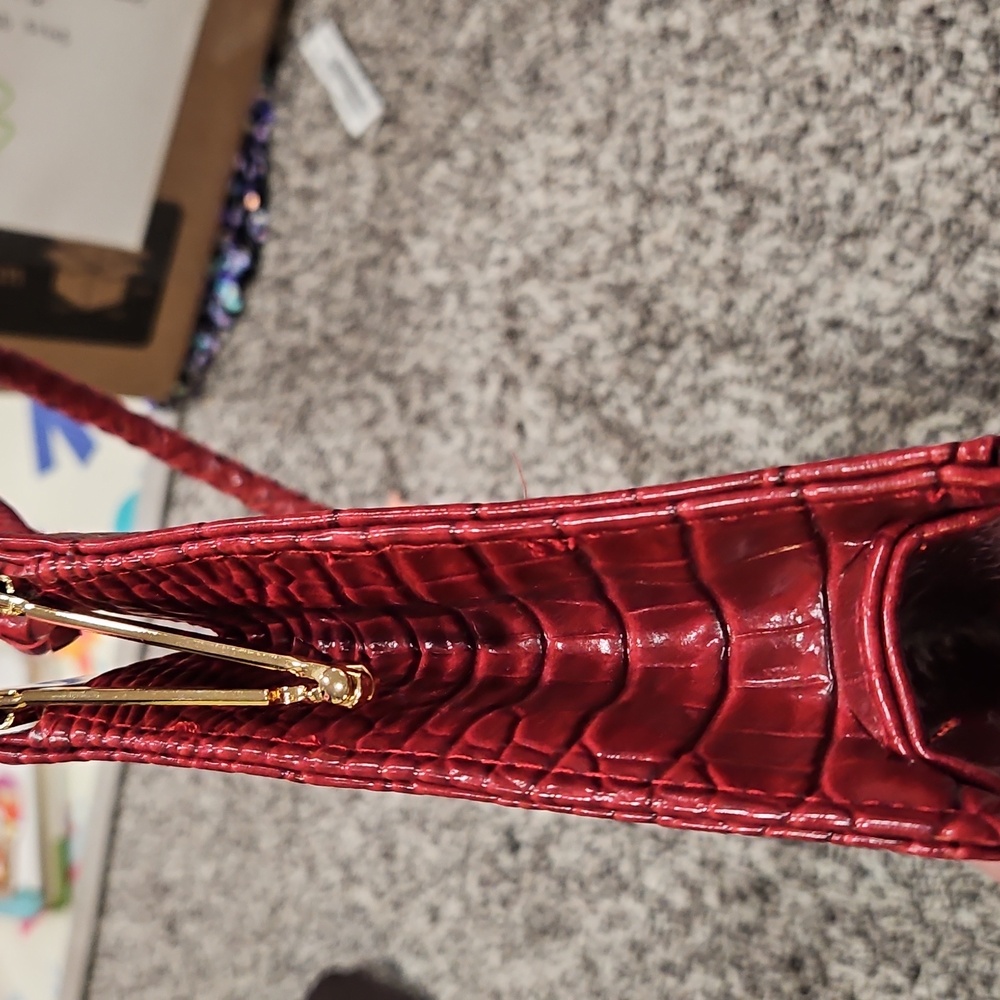 Isaac Mizrahi Red Crocodile-Embossed Clutch - Picture 6 of 12
